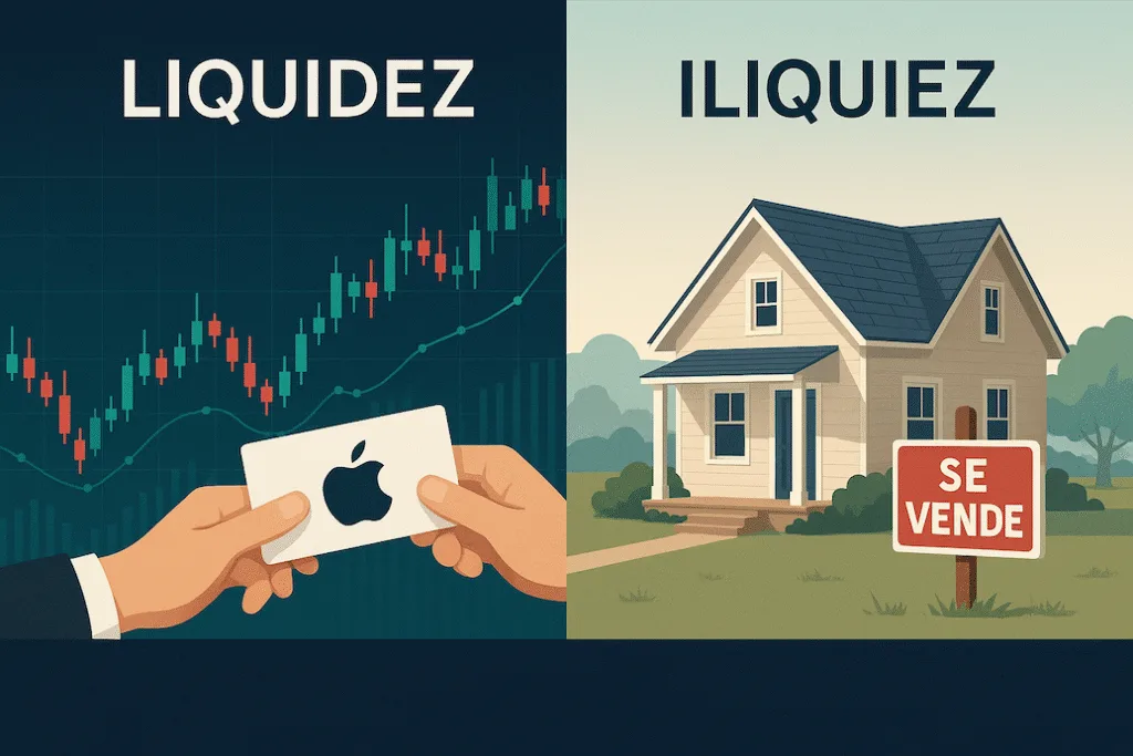 La liquidez en el sistema financiero permite vender acciones en segundos, mientras que un inmueble puede tardar meses en encontrar comprador.